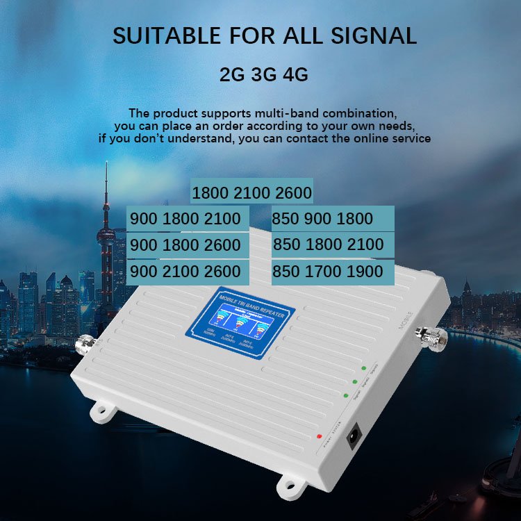 Cellphone Signal Booster Tri Band Mobile Signal Booster 4G Lte 900 1800 2100Mhz Phone Signal Network Booster Mobile